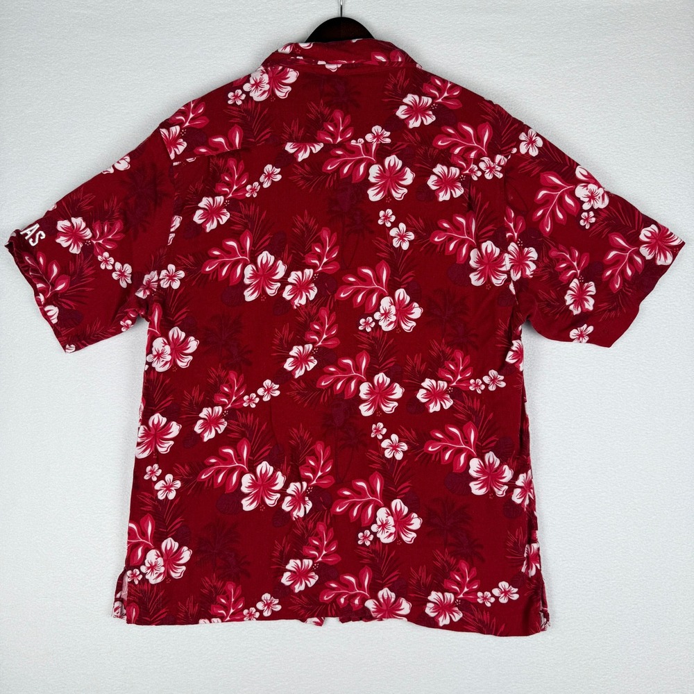 Arkansas Razorbacks‎ Hawaiian Shirt Mens Large Floral Camp Collar Embroidered - Picture 3 of 7
